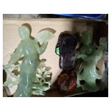 2 ORIENTAL JADE FIGURES W/ STANDS