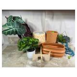Decor Planter Lot ï¿½ Faux Plants, Pots & Boho...