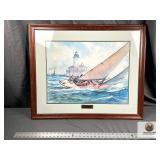FRAMED NAUTICAL SAILBOAT ART PRINT RED LOBSTER...
