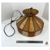 VINTAGE STAINED GLASS HANGING LAMP