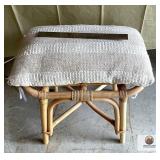 RATTAN STOOL WITH WOVEN CREAM CUSHION