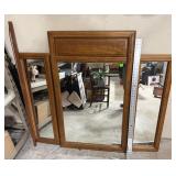 Triple Mirror Set Oak Frame for dresser