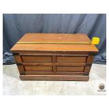 38X21 INCH WOODEN CHEST NEEDS TOP REATTACHED