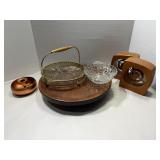 Wooden Lazy Susan Lot. Includes spinning wood...
