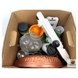BOX LOT OF ASSORTED KITCHEN UTENSILS AND BAKEWARE