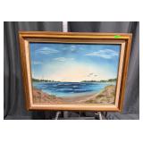 Framed Coastal Seascape Painting by Betty...