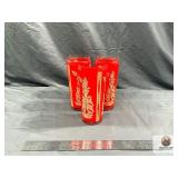 Mid-Century Red Asian Motif Highball Glasses