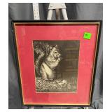 Signed Scratchboard Squirrel Artwork by Philip...