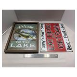 Lake and Gas Station Signs. Includes ï¿½Welcome...