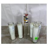 Galileo thermometer w/ tall glass candle holders