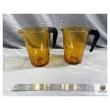 Pair of Vintage Amber Glass Pitchers