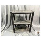 THREE TIER PLASTIC STORAGE SHELF CRACK ON TOP...