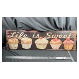 LIFE IS SWEET CUPCAKE WASLL ART HOBBY LOBBY DeCOR