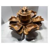 Vintage Monkey Pod Serving Set. Midcentury...