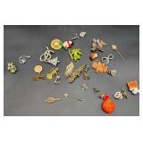 Costume Brooch & Pin Lot Rhinestone Holiday...