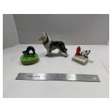 Dog Cat Figurines Japan. Lot includes collie...