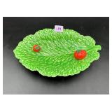 Sarreguemines France Majolica Cabbage Leaf Dish...