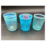 Blue Opalescent EAPG Tumbler lot - Dugan,...