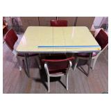 Vintage  Yellow Cracked Ice Formica Table with...