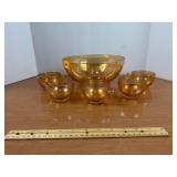 Vintage Federal Glass Amber Egg Nog Punch Bowl...