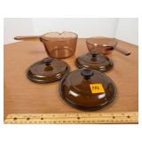 Vision Corning Amber Glass Cookware Lot