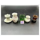 Five mixed toothpick holders in ceramic and...
