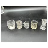 Group of five vintage glass toothpick holders