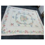 Vintage Chenille Bedspread  Floral Basket Motif