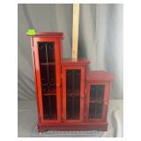 Red Wooden Tabletop Cabinet with Three Doors