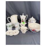 Vintage Floral Ceramic Serveware 9 Pcs
