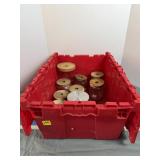 Storage Jar Lot and Red Tote