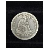 1854 Seated Liberty Quarter (Arrows) - 90% Silver
