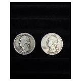 (2) 90% Silver Washington Quarters - 1936 & 1943