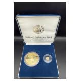 2oz .999 silver gold-plated tribute & 1/200oz gold