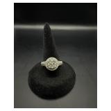 Sterling Silver Halo Round Ring
