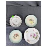 Assorted Floral Porcelain Plates x4