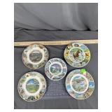 Scenic Border Souvenir Plates x5