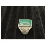 Masonic Sterling Turquoise Ring
