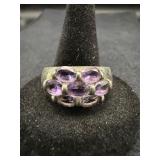 925 Silver Amethyst Cluster Ring