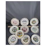 Gold Rimmed Souvenir State Plates x10