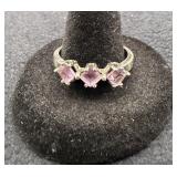925 Silver 3 Stone Amethyst
