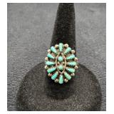 Zuni-Style Sterling Silver Petit Point Turquoise C
