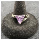 Sterling Silver Bypass Solitaire Ring 3.4g