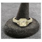 Sterling Silver Halo Engagement Ring 4.4g