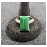 925 Silver Malachite? Rect Ring