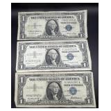 Lot of 3 Series 1957 & 1957A $1 blue seal certific