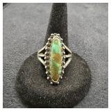 Southwestern Sterling Silver Marquise Turquoise Ri