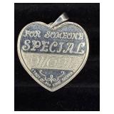 Mom 1oz Silver Heart Pendant