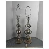Pair of Silver Tone Decorative Lamps