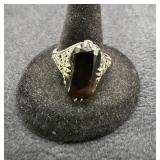 Vintage Smoky Quartz 925 Ring